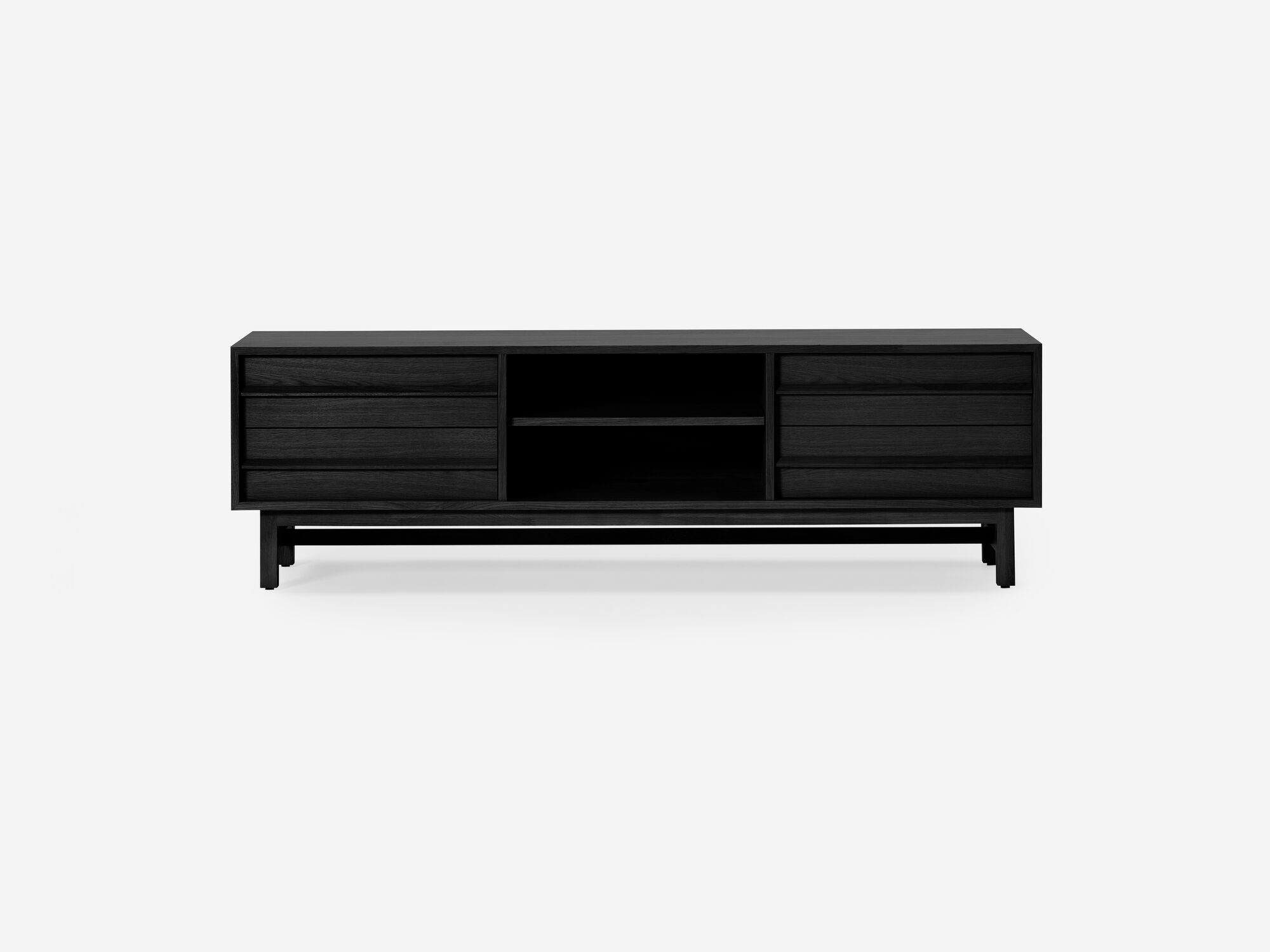 Large black oak media unit front view